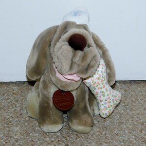 1984 Ganz 9" Baby Wrinkles Puppy Dog Plush Doll with Bone and Hat